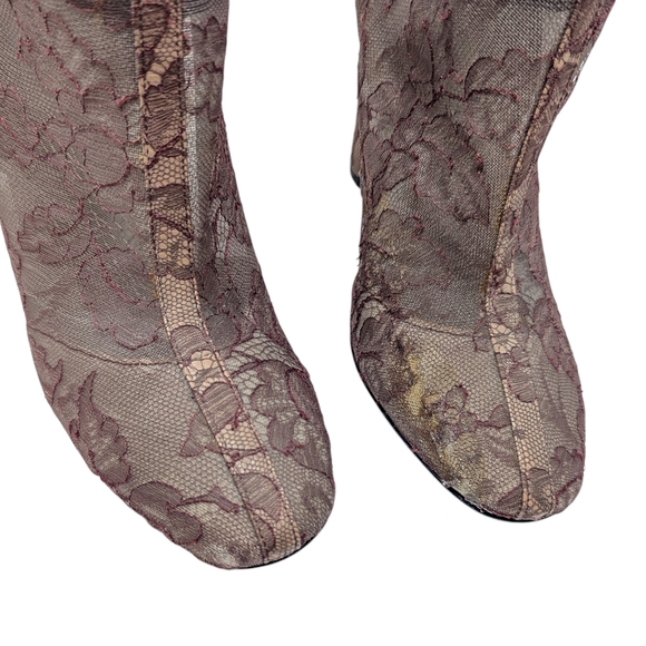 Valentino Garavani Runway Sheer Floral Lace Tall Heeled Statement Boot Size EU38 - Picture 9 of 14